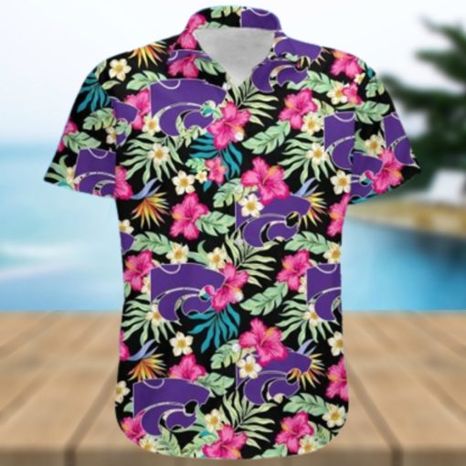 Kansas State Wildcats With Tropical Pattern Summer 3D Button Up Hawaiian Shirt
