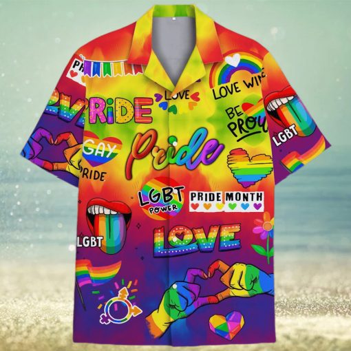 LGBT Rainbow Short Sleeve Aloha Hawaiian Shirt Summer Gift For Men And Women