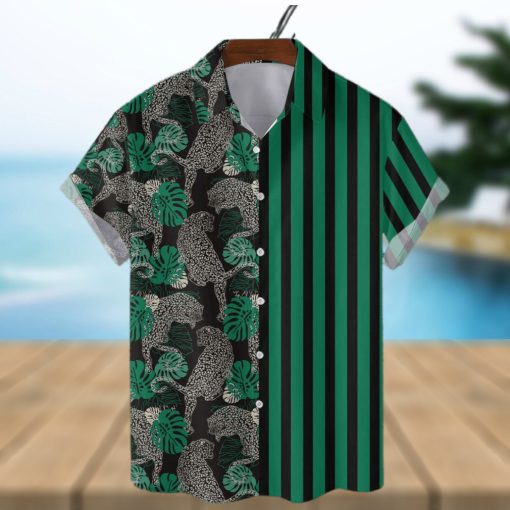 Leopard Striped Short Sleeve Aloha Hawaiian Shirt Summer Gift For Men And Women