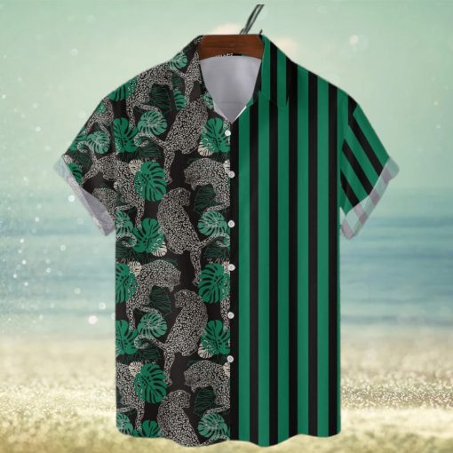 Leopard Striped Short Sleeve Aloha Hawaiian Shirt Summer Gift For Men And Women