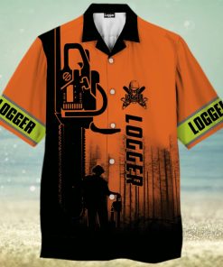 Logger Man Orange Hawaiian Shirt