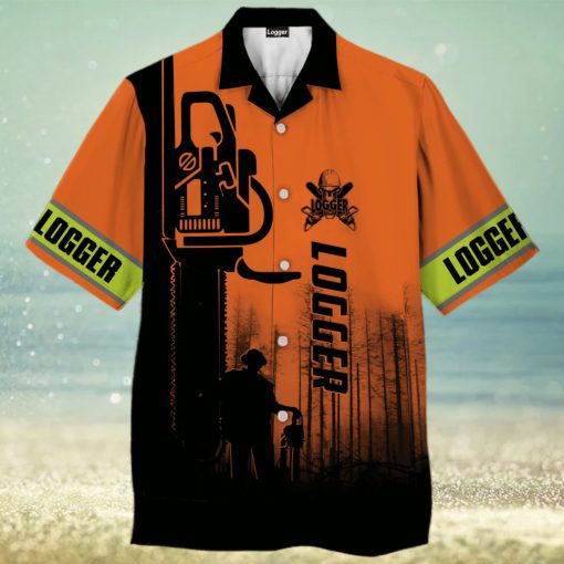 Logger Man Orange Hawaiian Shirt