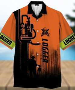 Logger Man Orange Hawaiian Shirt