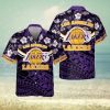 Los Angeles Lakers Hibiscus Flower And Tree Pattern Print Hawaiian Shirt