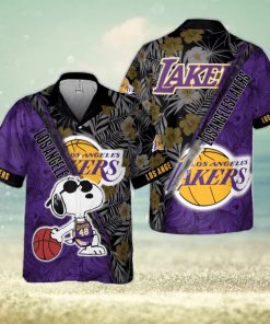 Los Angeles Lakers Yellow Hibiscus Flower Pattern Print Hawaiian Shirt