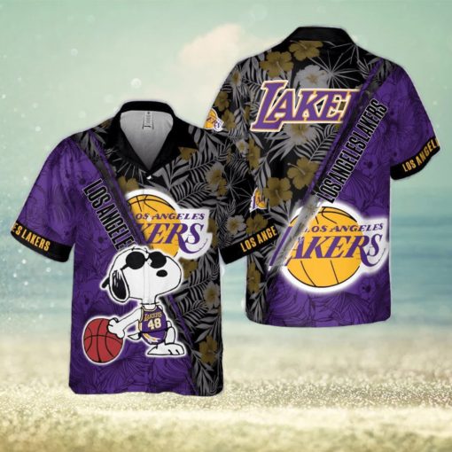 Los Angeles Lakers Yellow Hibiscus Flower Pattern Print Hawaiian Shirt