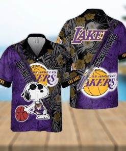 Los Angeles Lakers Yellow Hibiscus Flower Pattern Print Hawaiian Shirt