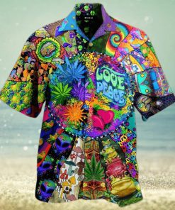 Love Peace Vintage Printed Hippie Style Hawaiian Shirt