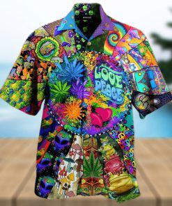 Love Peace Vintage Printed Hippie Style Hawaiian Shirt