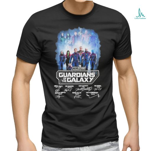 Marvel Studios Guardians of the Galaxy Chris Pratt. Zoe Saldana, Dave Bautista, Vin Diesel signatures shirt