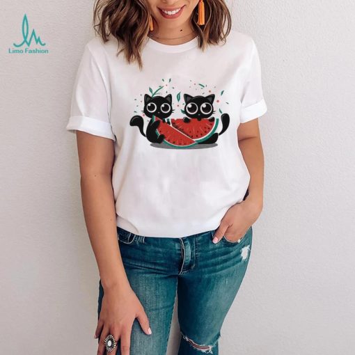 Meowlons cats eating watermelons art shirt