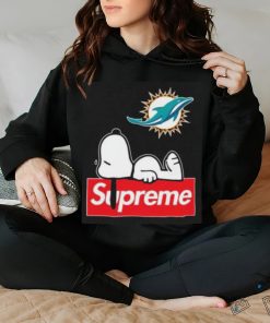 Miami Dolphins Snoopy Taking A Rest On Top Of Supreme Shirt