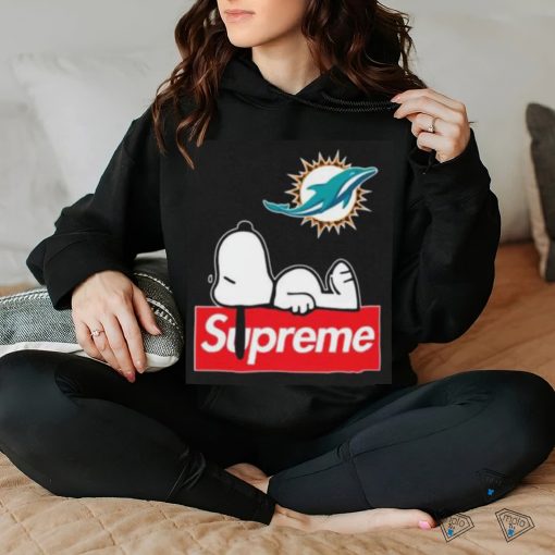 Miami Dolphins Snoopy Taking A Rest On Top Of Supreme Shirt