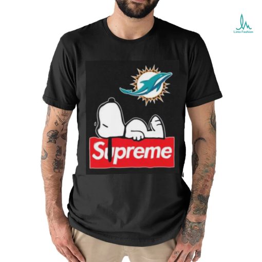 Miami Dolphins Snoopy Taking A Rest On Top Of Supreme Shirt