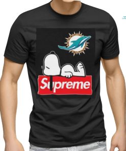 Miami Dolphins Snoopy Taking A Rest On Top Of Supreme Shirt