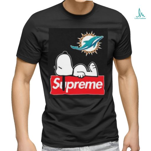 Miami Dolphins Snoopy Taking A Rest On Top Of Supreme Shirt