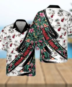 Miami Heat Hibiscus Flower And Tree Pattern Print Hawaiian Shirt