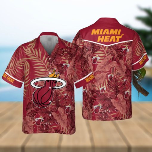 Miami Heat Leaves Tropical Pattern Print Hawaiian Shirt