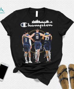 Michael Porter Jr. Nikola Jokić And Jamal Murray Champion Denver Nuggets Skyline Signatures Shirt