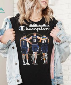 Michael Porter Jr. Nikola Jokić And Jamal Murray Champion Denver Nuggets Skyline Signatures Shirt