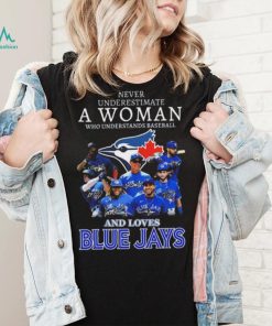 Never underestimate a woman who understands baseball and loves Toronto Blue Jays signatures 2023 shirt