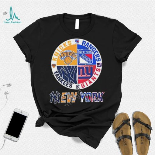 New York Knicks New York Rangers New York Yankees And New York Giants Logo 2023 Tee shirt