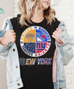 New York Knicks New York Rangers New York Yankees And New York Giants Logo 2023 Tee shirt