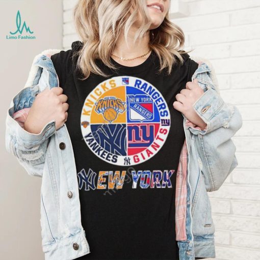 New York Knicks New York Rangers New York Yankees And New York Giants Logo 2023 Tee shirt