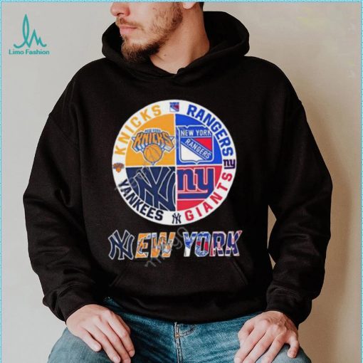 New York Knicks New York Rangers New York Yankees And New York Giants Logo 2023 Tee shirt