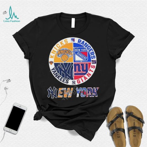 New York Knicks New York Rangers New York Yankees And New York Giants Logo 2023 Tee shirtt