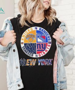 New York Knicks New York Rangers New York Yankees And New York Giants Logo 2023 Tee shirtt