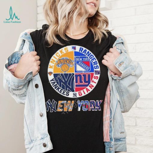 New York Knicks New York Rangers New York Yankees And New York Giants Logo 2023 Tee shirtt