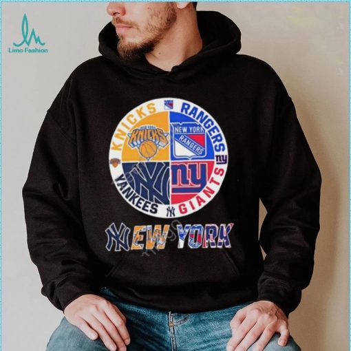 New York Knicks New York Rangers New York Yankees And New York Giants Logo 2023 Tee shirtt