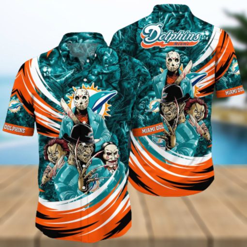 Nfl Miami Dolphins 3D Hawaiian Shirt Halloween Style Hot Men And Women For Fans