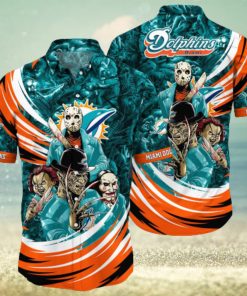 Nfl Miami Dolphins 3D Hawaiian Shirt Halloween Style Hot Men And Women For Fans