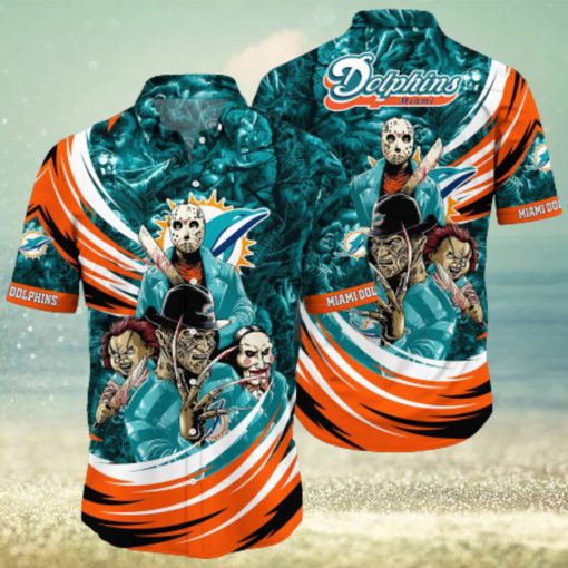 Nfl Miami Dolphins 3D Hawaiian Shirt Halloween Style Hot Men And Women For Fans