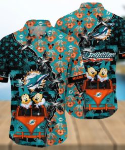 Nfl Miami Dolphins 3D Hawaiian Shirt Mickey And Minnie Style Hot Men And Women For Fans