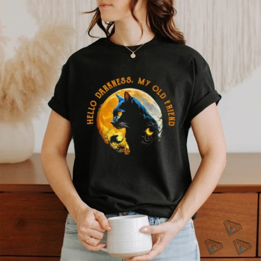 Official Black Cat Hello Darkness My Old Friend Shirt