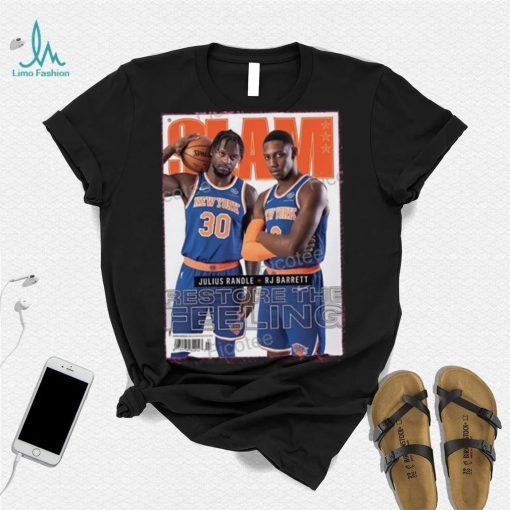 Official Slam 232 Julius Randle + Rj Barrett Restore The Feeling Tee Shirt Josh Hart shirt