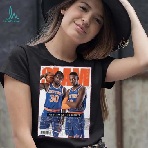 Official Slam 232 Julius Randle + Rj Barrett Restore The Feeling Tee Shirt Josh Hart shirt