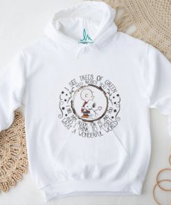 Official Snoopy and Charlie Brown I see trees of green red roses too shirt