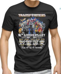 Official Transformers 16th anniversary 2007 – 2023 signature thank you for the memories T Shirt
