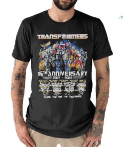 Official Transformers 16th anniversary 2007 – 2023 signature thank you for the memories T Shirt
