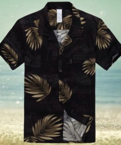 Palm Wave Black High Quality Hawaiian Shirt