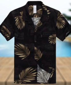 Palm Wave Black High Quality Hawaiian Shirt