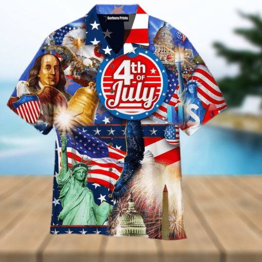 Patriotic Day 4th Of July Blue Aloha 3D Hawaiian Shirt For Men And Women