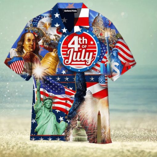 Patriotic Day 4th Of July Blue Aloha 3D Hawaiian Shirt For Men And Women