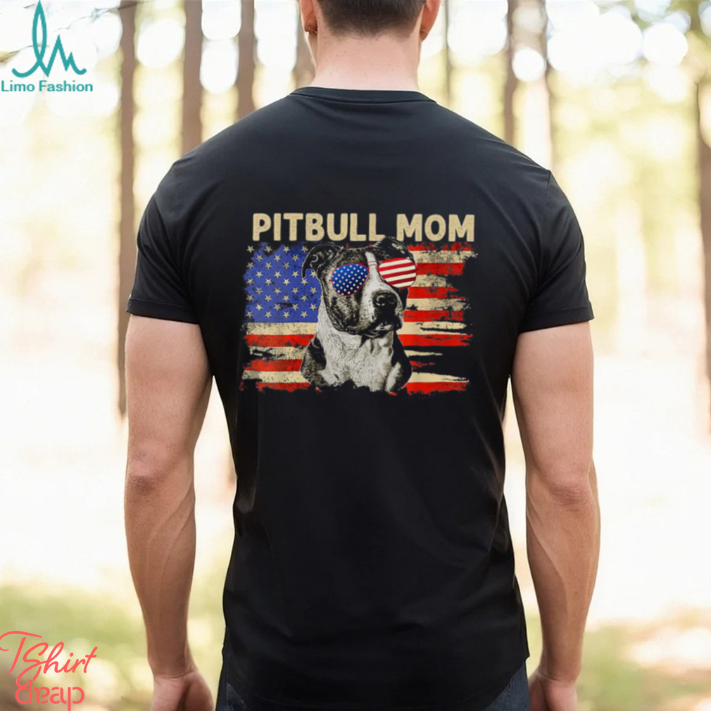Patriotic Pitbull Mom Gifts 4th Of July American Flag Usa Shirt