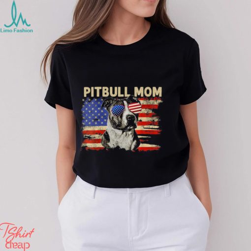 Patriotic Pitbull Mom 4th Of July American Flag USA Shirt