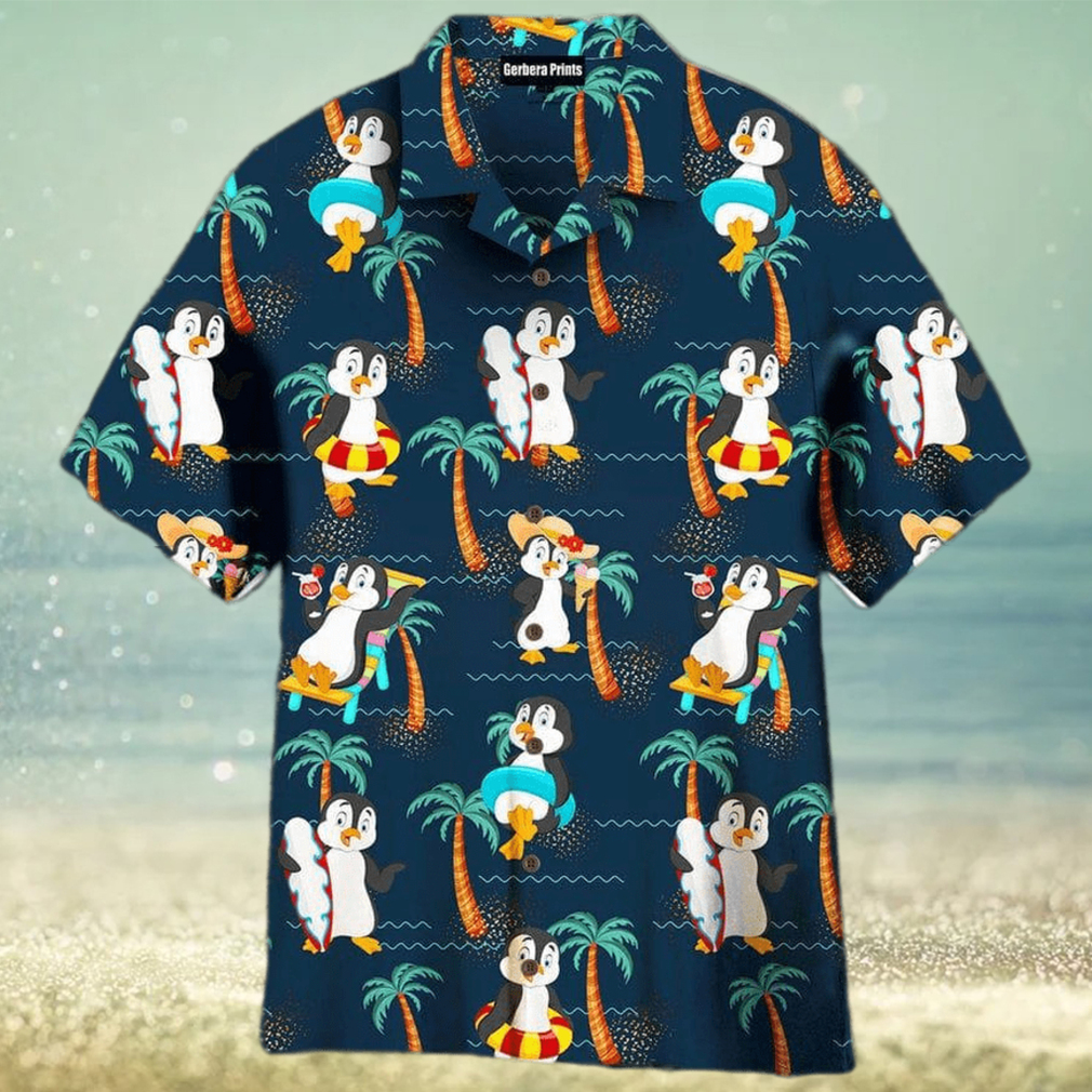 Penguin On Summer Vacation Coconut Palm Trees Pattern Aloha 3D Hawaiian Shirt For Men And Women Penguin On Summer Vacation Coconut Palm Trees Pattern Aloha 3D Hawaiian Shirt For Men And Women